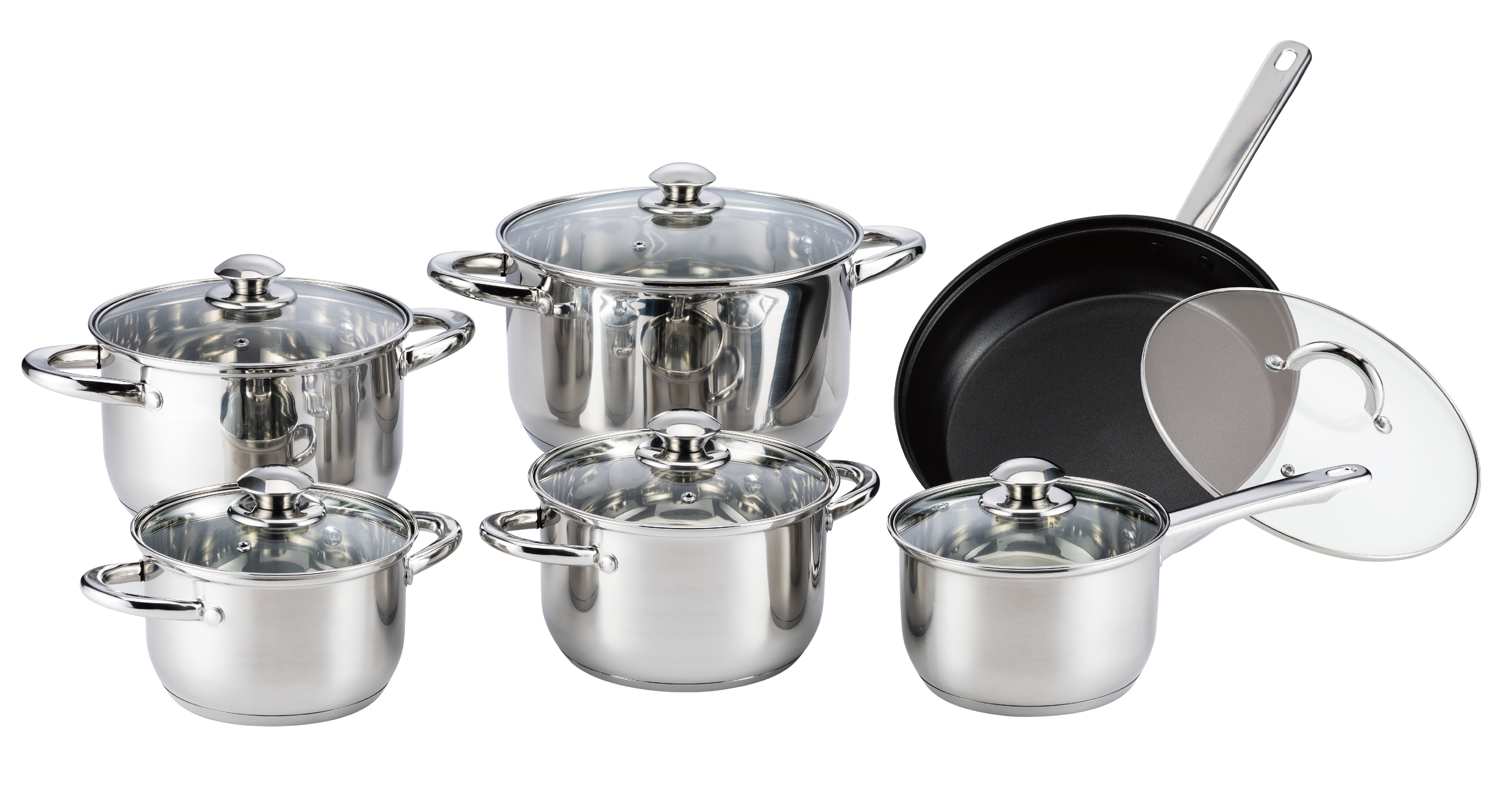 STAINLESS STEEL COOKWARE SET - 12PCS